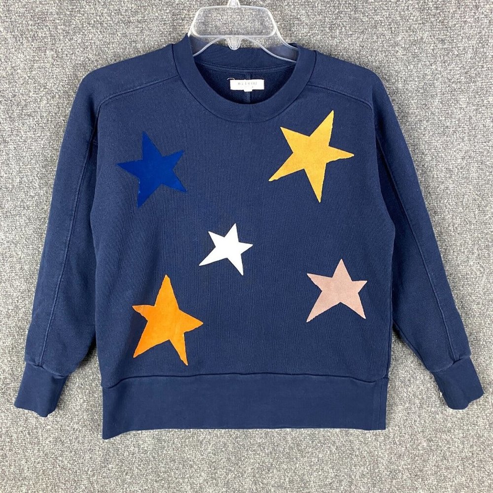 Miles by Madewell Sweatshirt Women's XXS Pullover Blue 100% Cotton 2XS